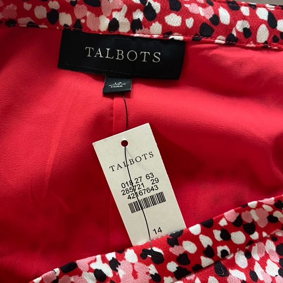 Talbots Skirt Ruffle Hem Pink Red Black Party Work size 14 - Picture 8 of 10